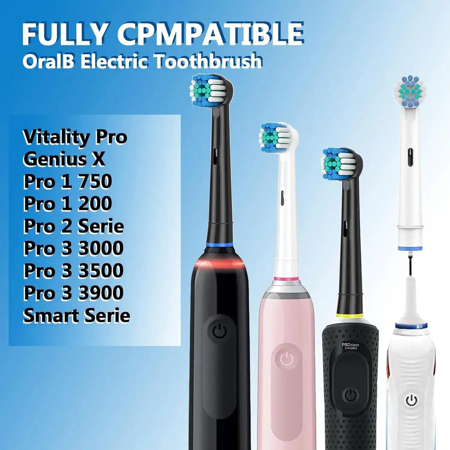 Black/White Replacement Brush Heads For Oral B Electric Toothbrush Advance Power Vitality Precision Clean Pro Health Triumph 3D from PriceLows™