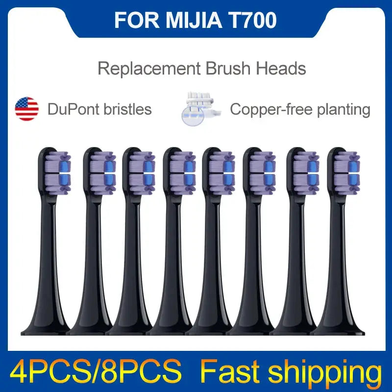 4/8PCS Replacement Brush Heads For XIAOMI MIJIA T700 Sonic Electric Toothbrush Dupont Bristle with Caps Sealed Pack from PriceLows™