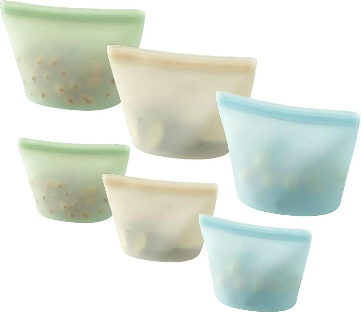 Reusable Silicone Storage Bags | Leakproof | Freezer Safe | 6 Pack