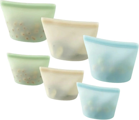 Reusable Silicone Storage Bags | Leakproof | Freezer Safe | 6 Pack
