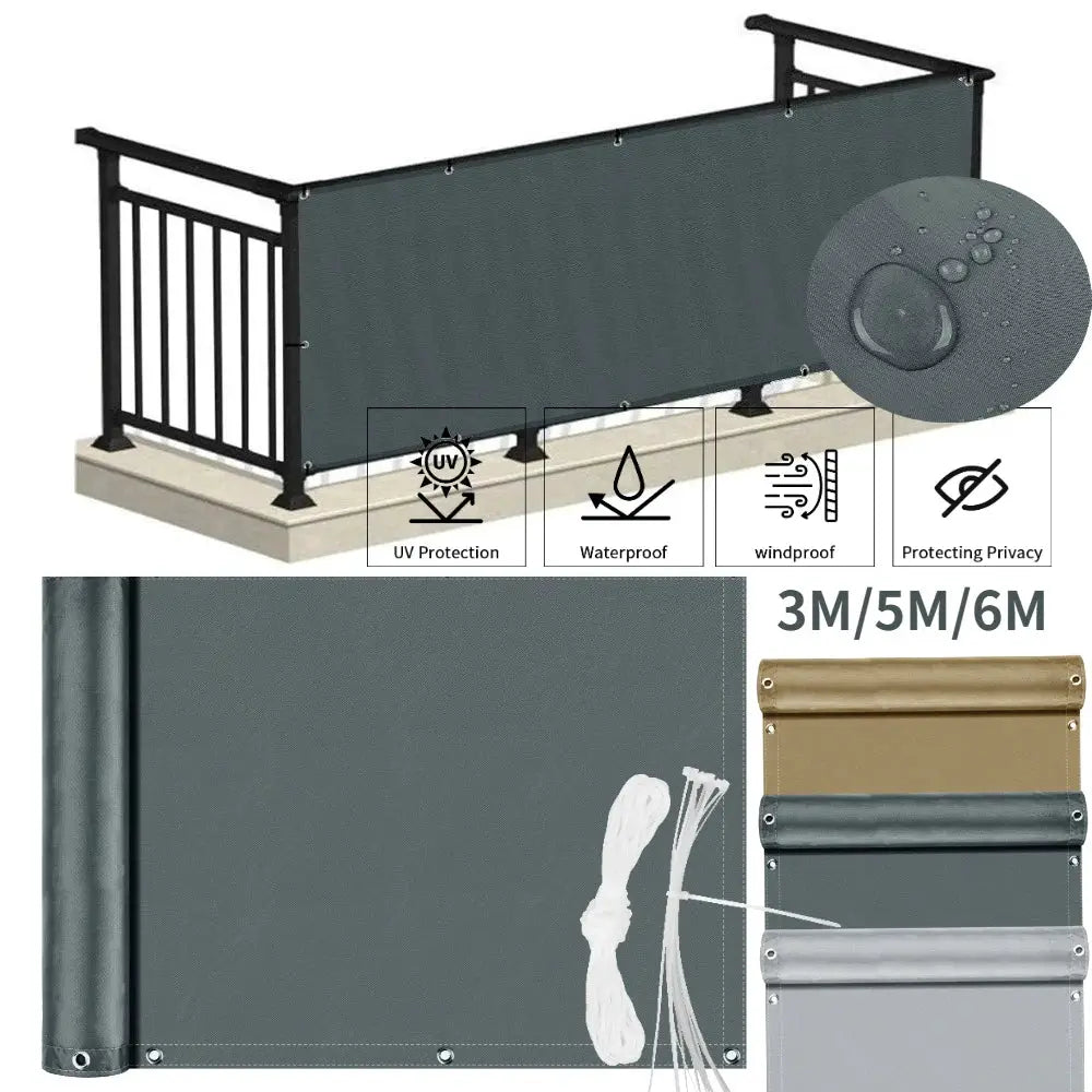 Balcony Privacy Screen | 95% Shade Rate | Waterproof Polyester | Multiple Sizes