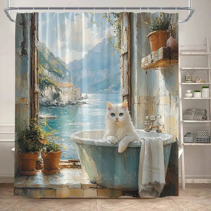 Funny Bathing Dogs Shower Curtain Bathtub Wash Your Paws Cute Pet Cartoon Animals Bath Curtains Fabric Bathroom Decor with Hooks from PriceLows™