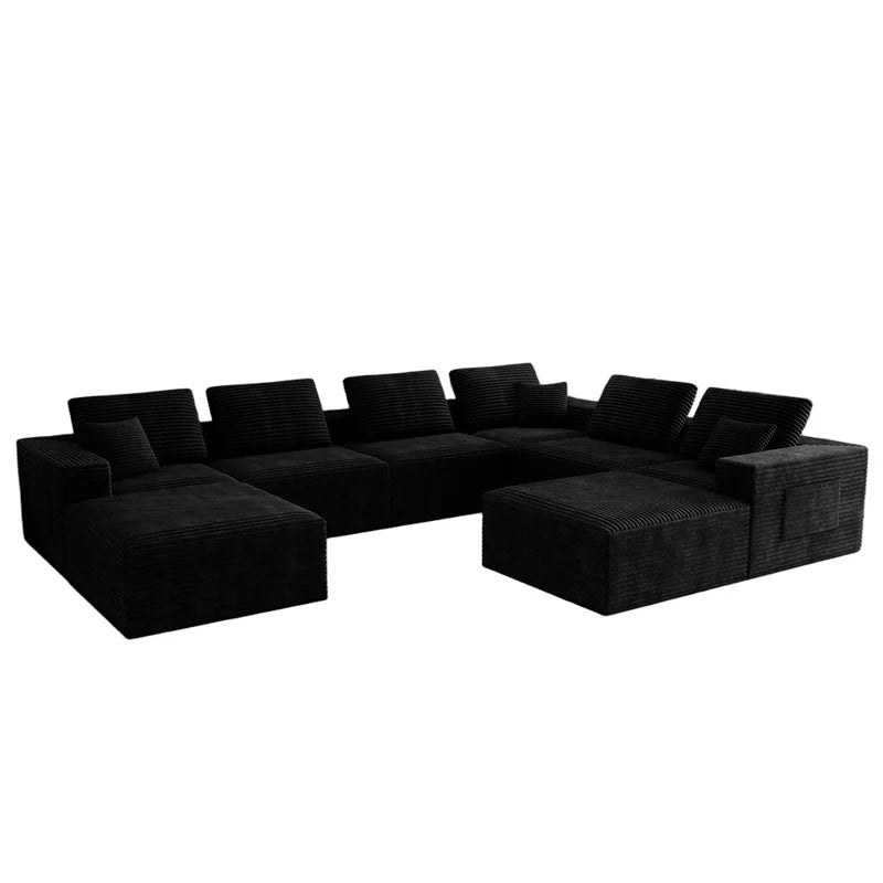 Modular Sectional Sofa | 8-Piece Set | Corduroy Fabric | No Assembly Needed