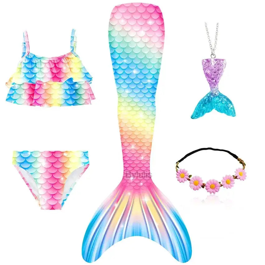 Girls Swimming Mermaid Tail Mermaid Costume Dress Cosplay Christmas Birthday Gift Swimsuit Can Add Monofin Fin Halloween Costume from PriceLows™
