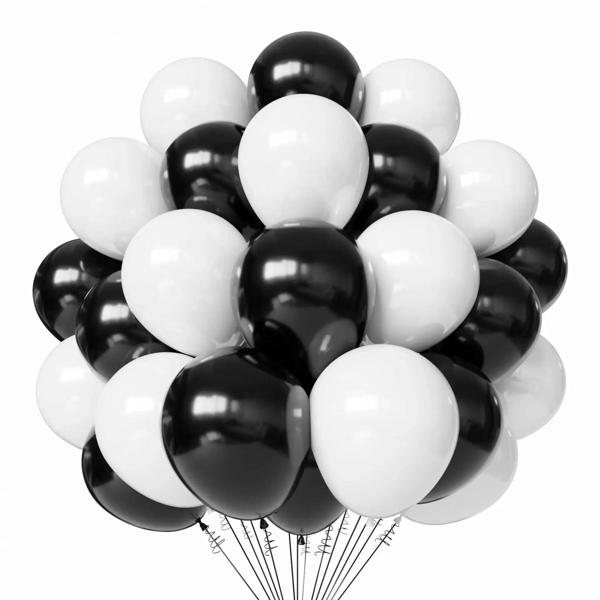 Latex Round Balloons | White And Gold Color | 12 Inch Size | 50 Pack Set