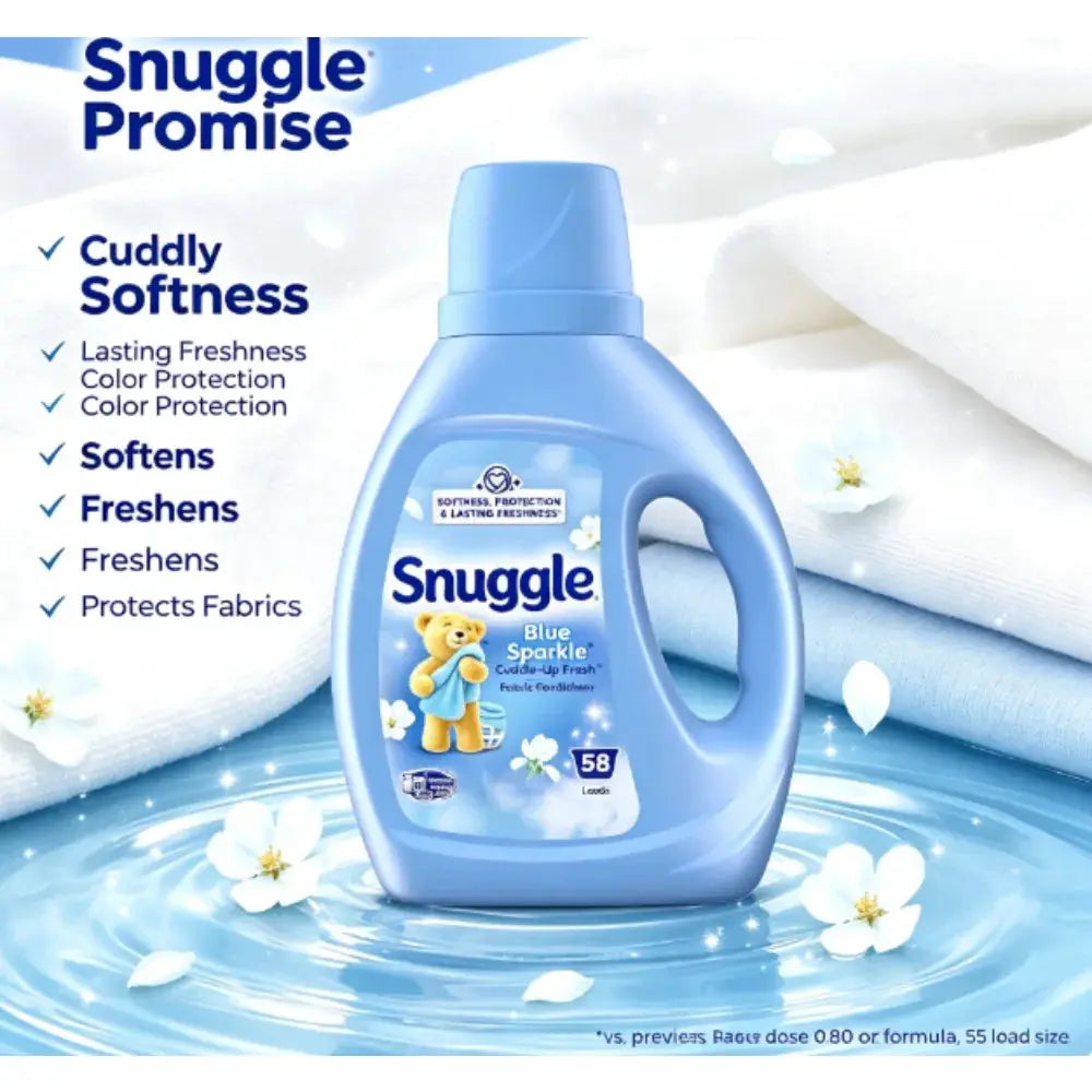 Liquid Fabric Softener | Blue Sparkle Scent | 39.4 Oz | 58 Loads
