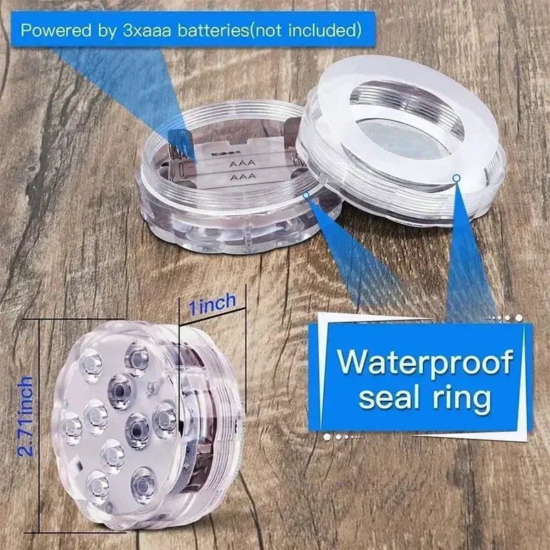 Submersible Pool Light With Remote IP68 Waterproof 16 Color Changing LED Battery Operated Lamp Underwater for Pond Hot Tub Vase from PriceLows™