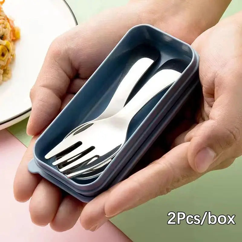Mini Portable Spoon Fork Tableware Outdoor Camping Stainless Steel Cutlery Set For Lunch Hiking Camp Cooking Supplies from PriceLows™