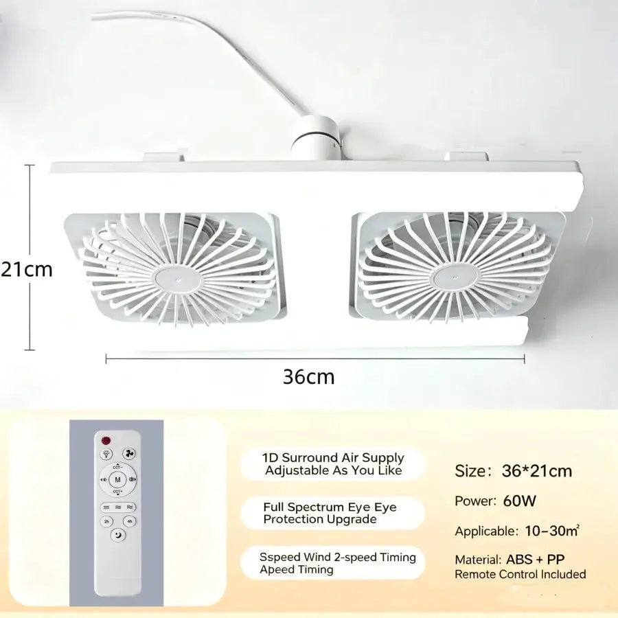 LED Ceiling Fan Light | 60W Power | E27 Socket | Double Fans