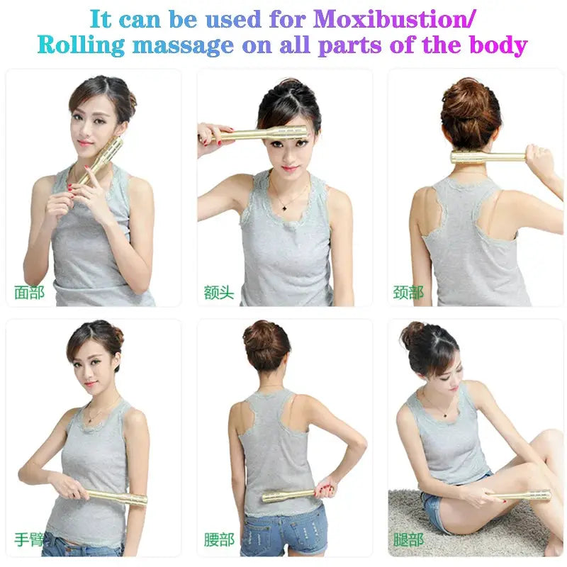 Brass Moxibustion Rod | Rotable Body Massager | Skin Tightening Meridian Tool