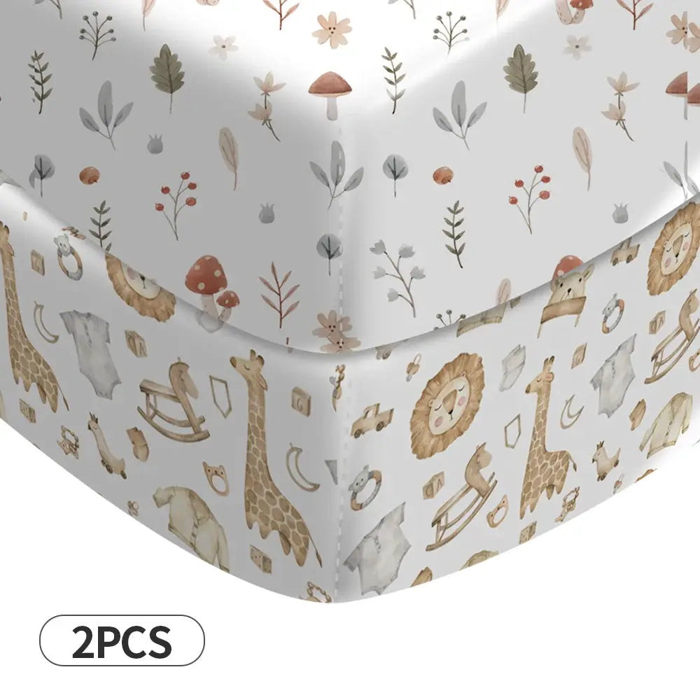 Elinfant 2PCS Cozy Fitted Crib Sheet,Mattress Cover,Newborn Changing Pad Cover,Baby Fitted Bassinet Bed Sheet from PriceLows™
