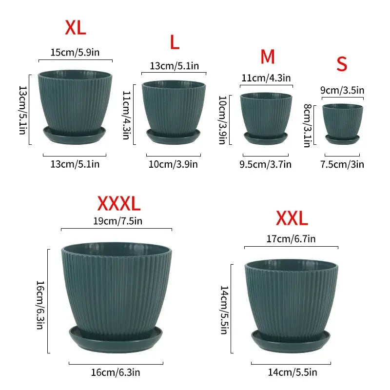 Plastic Planters Round Plant Pots with Tray Succulent Flowerpots Plants Garden Flower Nursery Pot Bedroom Office Flower Pot from PriceLows™