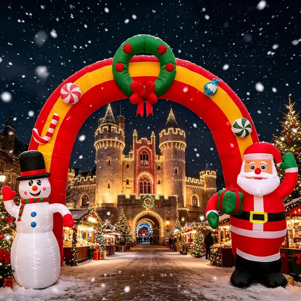 Christmas Inflatable Arch | 11.8 Ft Size | LED Lights | Santa And Snowman
