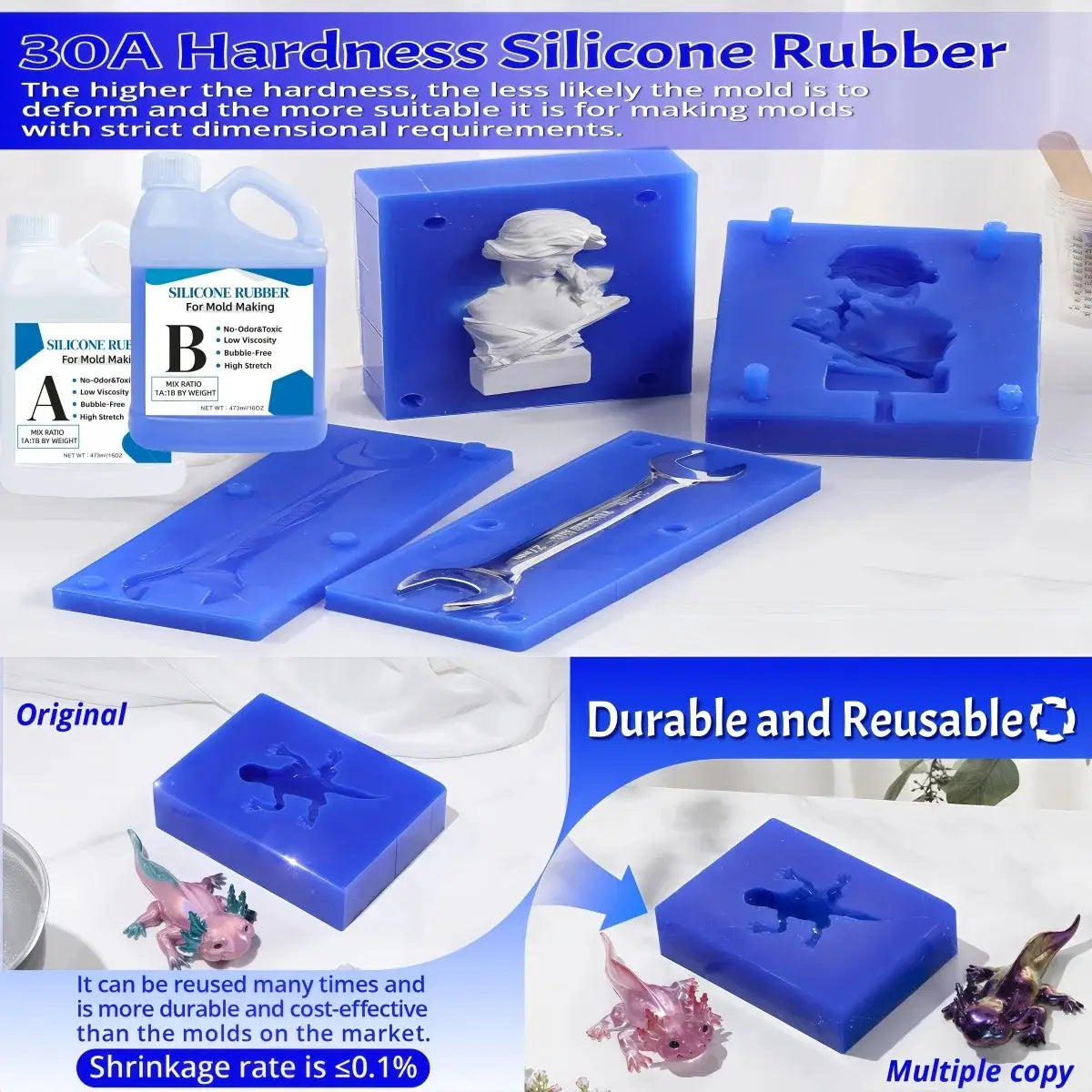 Silicone Mold Kit | 32oz High-Performance | Fast Curing | Resin & Jewelry