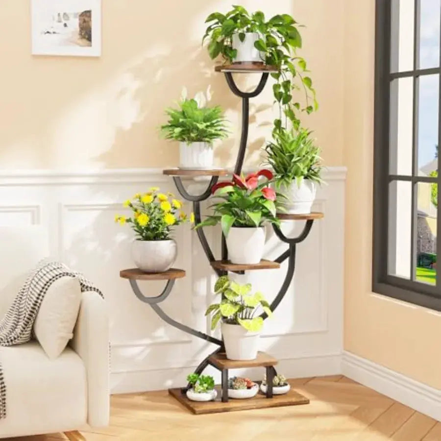 Plant Stand Indoor with Grow Lights - 44.2" Tall Plant Shelf, Lighted Corner Plant Stands for Indoor Growing, 7 Tiered Metal an from PriceLows™