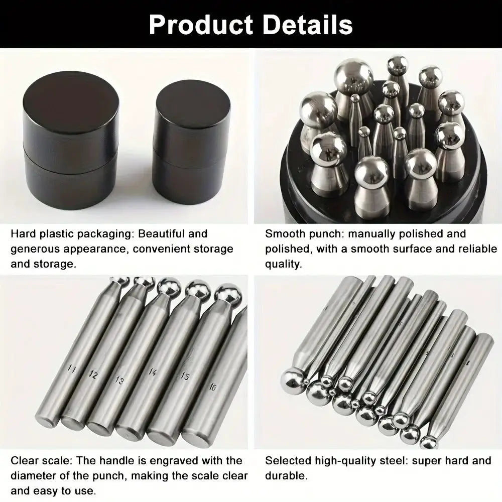 Jewelry Shaping Tool Kit | Steel Dapping Block | Punches Set | Ring Engraving With Storage