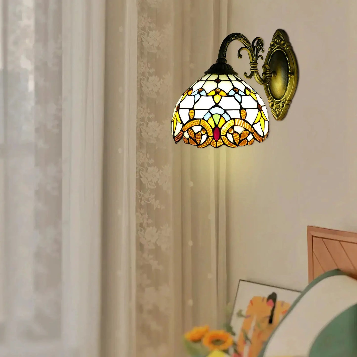 Tiffany Wall Lamp Wall Light Indoor Vintage Wall Lamp Vintage Lamp Retro Handmade Dome Lamp for Living Room Staircase Bedroom from PriceLows™