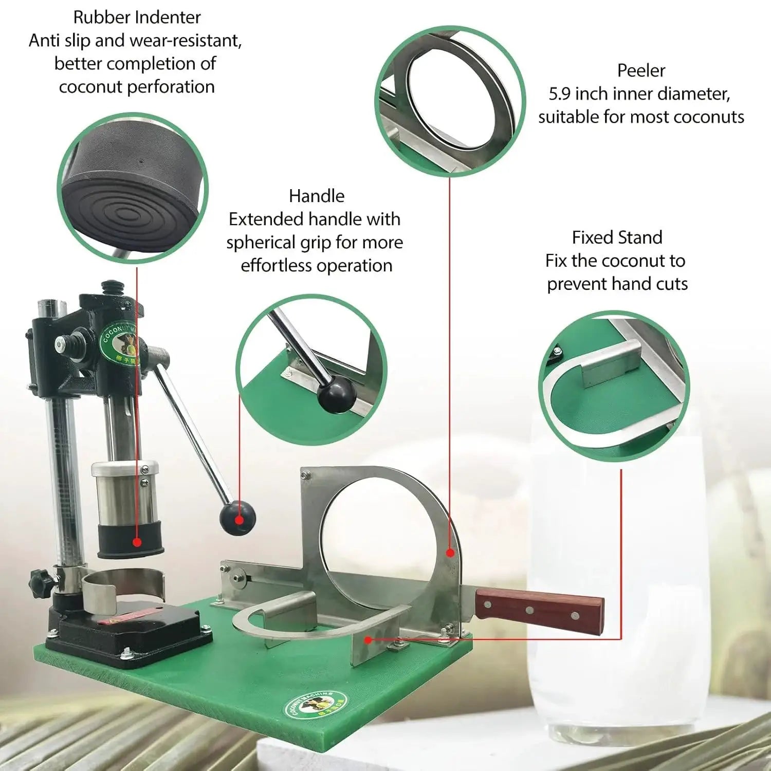 Manual Coconut Opener Machine, Commercial Desktop Stainless Steel Coconut Peeler Tool Scraper for for Kitchen Bar Home Use from PriceLows™
