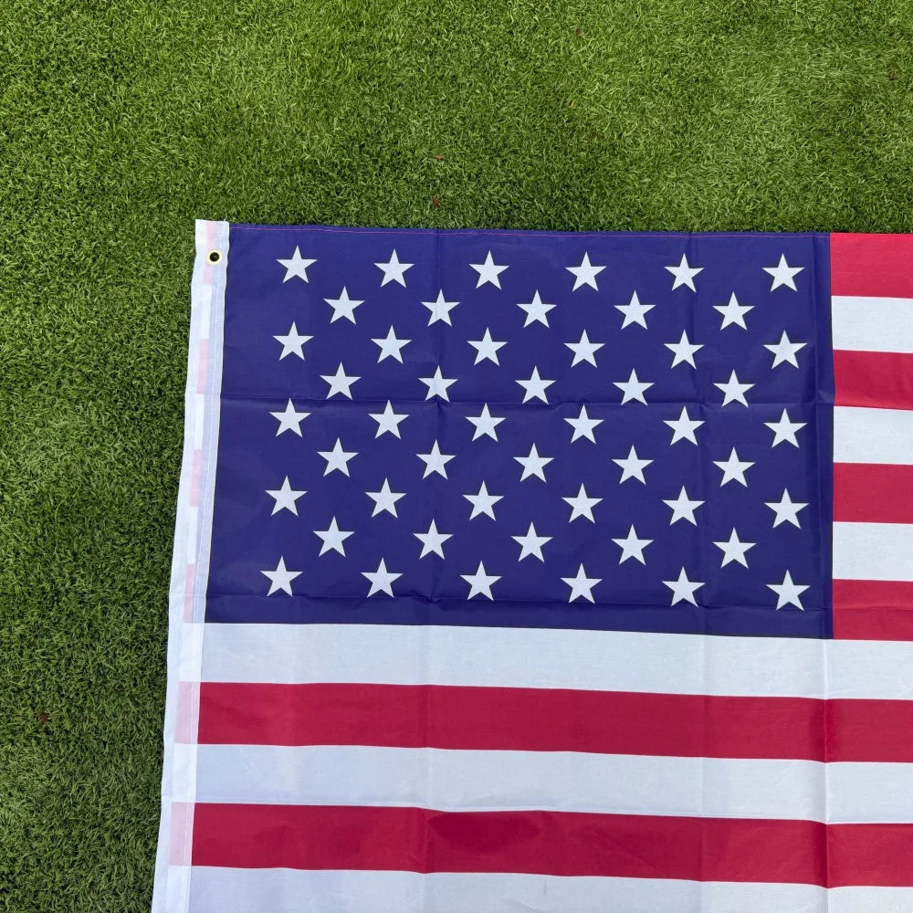 American Flag Banner | Double Sided Print | Left Side Brass Grommets | 150x90cm