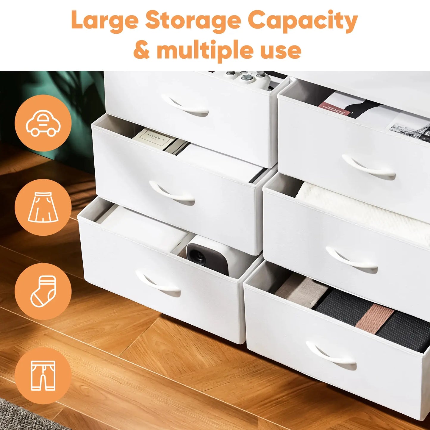 JHK Children's Wardrobe For Bedroom With 8 Fabric Drawers Storage Cabinet Steel Frame Assembly Closet For Clothes Home Furniture from PriceLows™