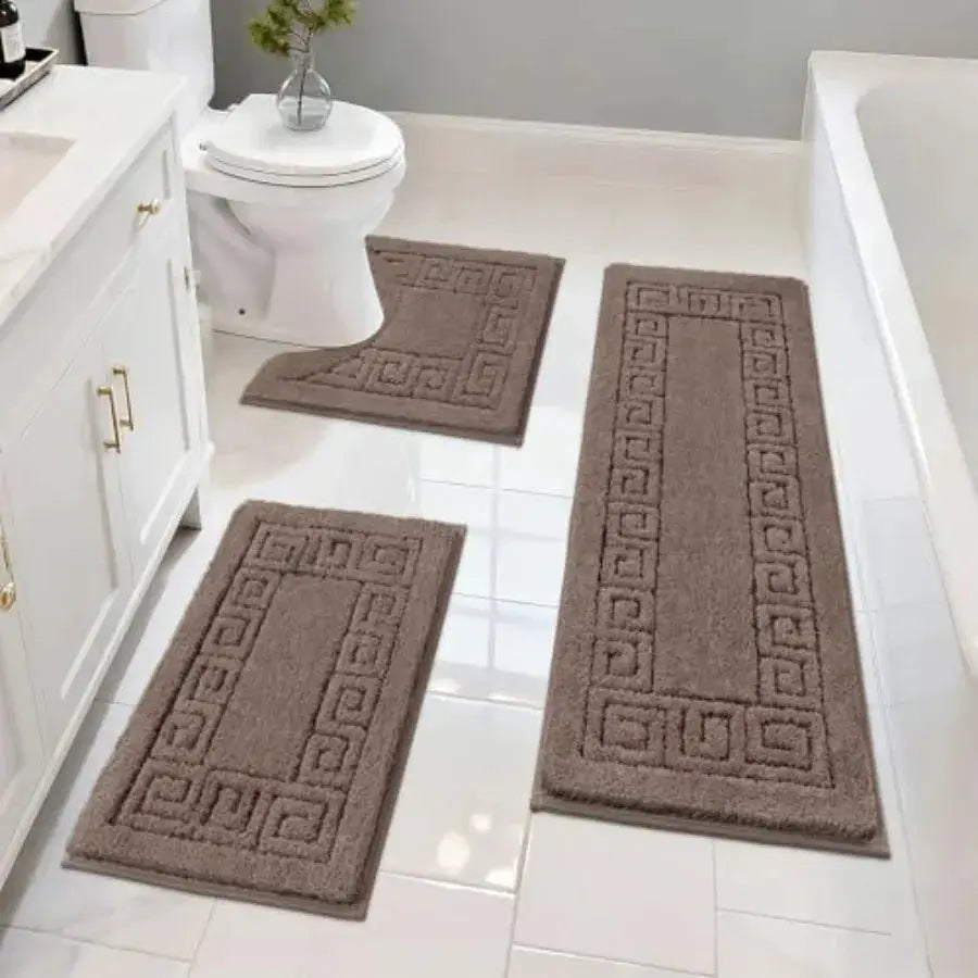 Bathroom Rugs Sets 3 Pcs Non Slip Washable, Absorbent Microfiber Bath Mats for Bathroom Shower Rug Runner Quick Dry, Plush Supe from PriceLows™