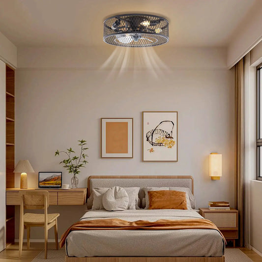 Low Profile Ceiling Fan | 18 Inch | LED Kit, E26 E27 Socket | 161 Sq Ft