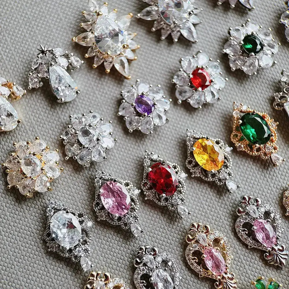 10pcs Luxury Flower Laurel Wreath Zircon Metal Nails Jewelry Decorations DIY Wearing Nail Art Accessories Charms Parts Supplies from PriceLows™