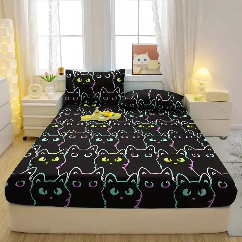 1 Cartoon Fun Animal Printed Matte Fitted Sheet, Bedroom Printed Bed Cover, Bedding (Excluding Pillowcases) from PriceLows™