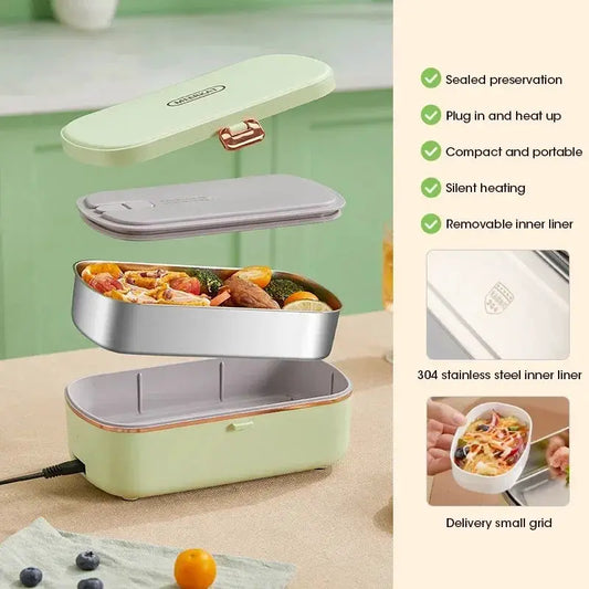 900ML Electric Lunch Box Portable Food Warmer with Heat Preservation Self-Heating Steaming Cooking Pot for Office Worker from PriceLows™