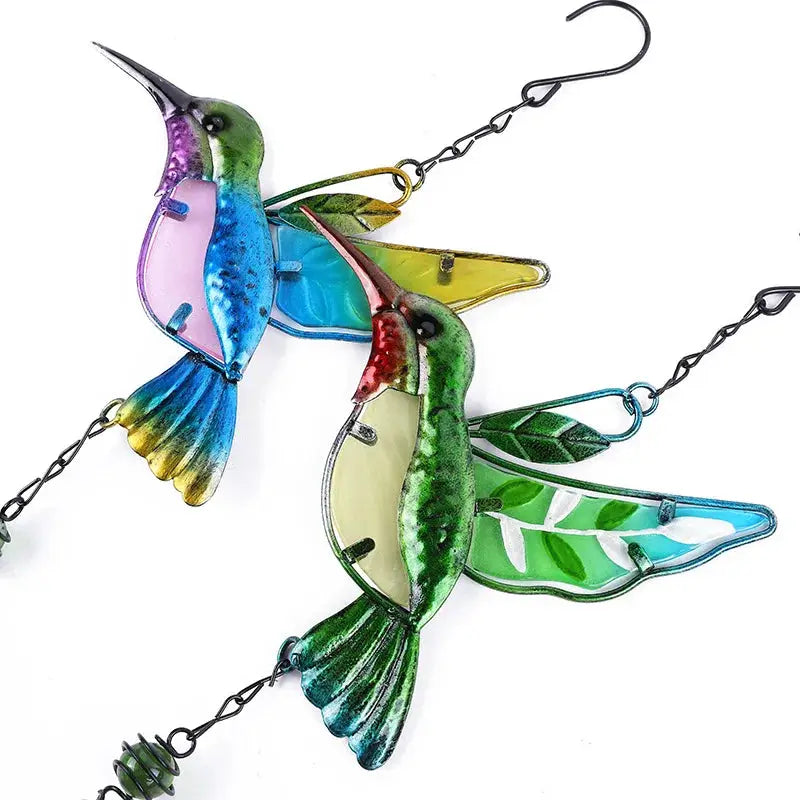 Wind Chime Hummingbirds Dragonflies Metal Glass Painted Crafts Hanging Pendants Bell Aluminum Pipe Home Courtyard Hanging Decors from PriceLows™
