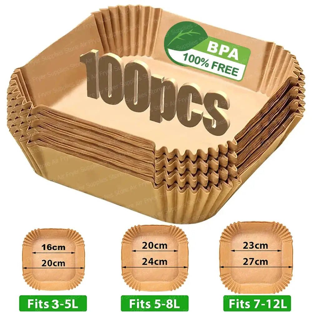 Air Fryer Parchment Paper | Square Liners | 3-12L Compatible | Square