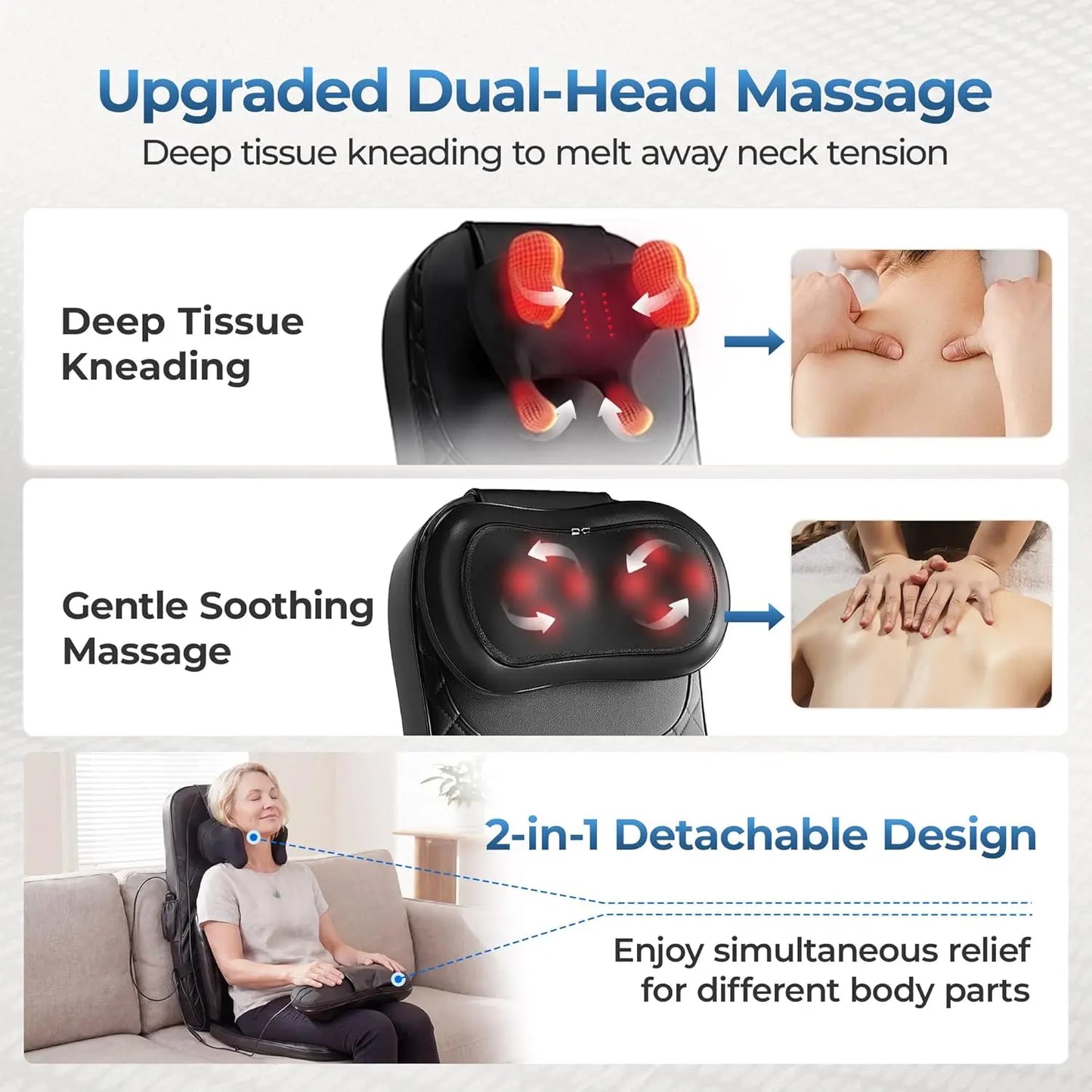 Massage Chair Pad | Shiatsu Kneading With Heat | UL Adapter Included | One Size