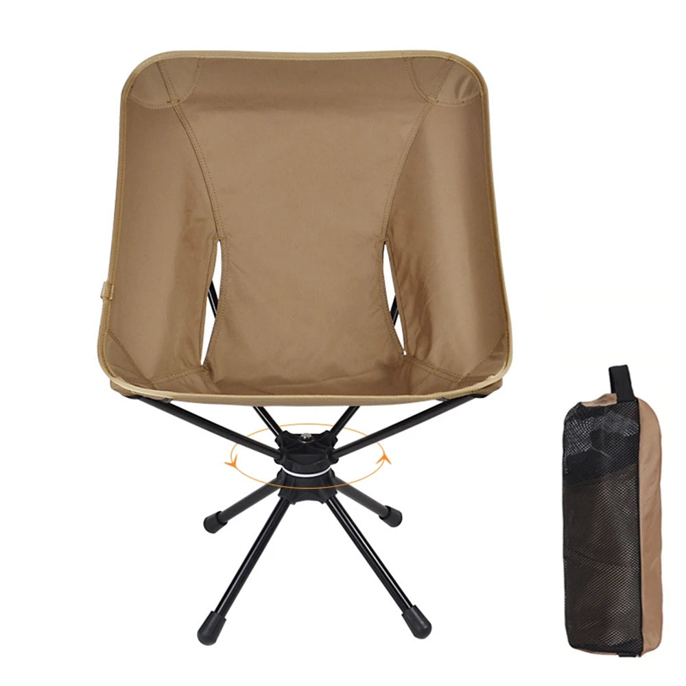 Outdoor Folding Chair | Rotatable Swivel | Lightweight | Brown, Black, Green