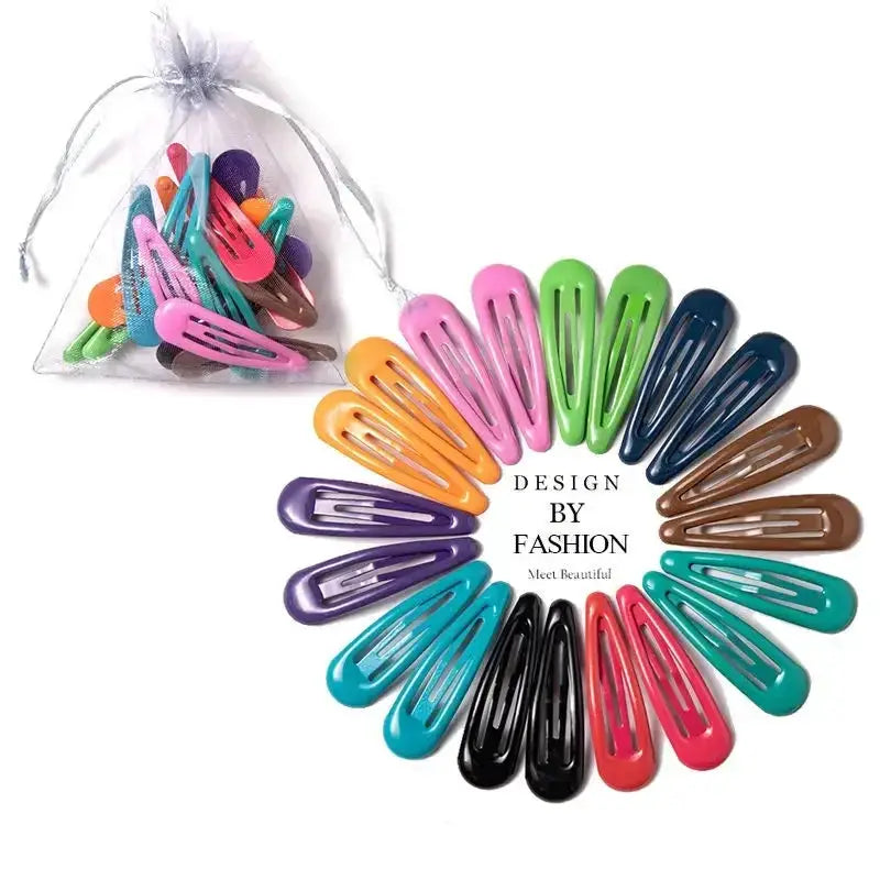 Sweet Waterdrop Snap Hair Clips | Metal Barrettes | Candy Color | 10 Pcs