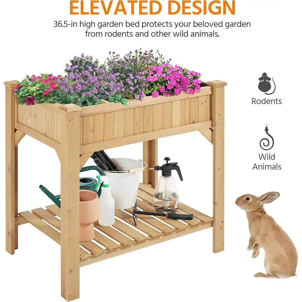36 High x 25 Wide x 37 Long Elevated Garden Bed for 8 Herbs, Vegetables, and Plants - Outdoor Standing Planters with Grow Grid from PriceLows™