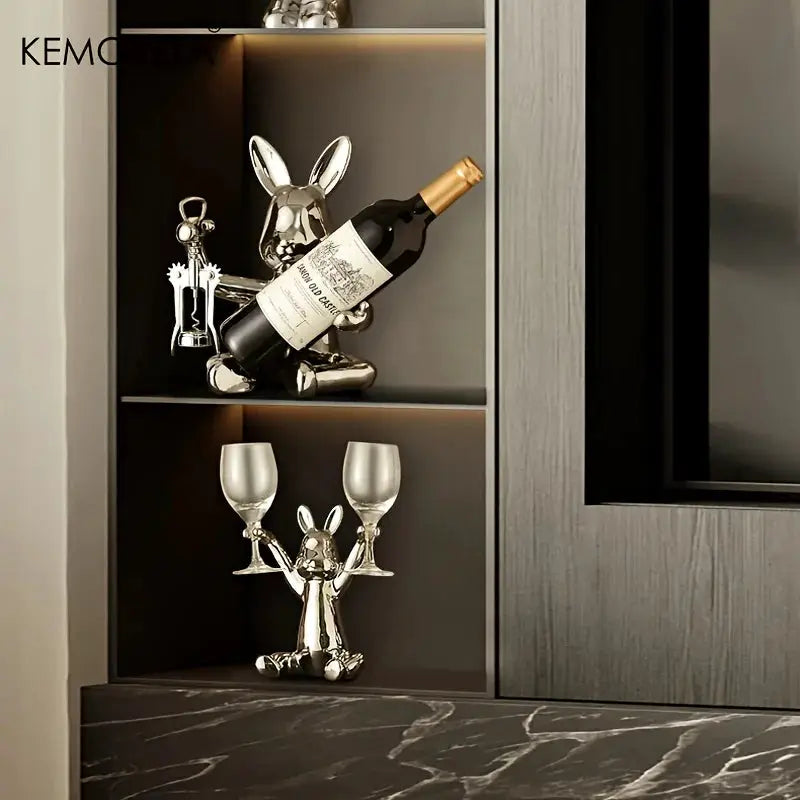 KEMORELA 1PCS Creative Rabbit Wine Rack Ornaments Ceramic Material Holiday Decoration Cup Holder Living Room Wine Rack Ornaments from PriceLows™