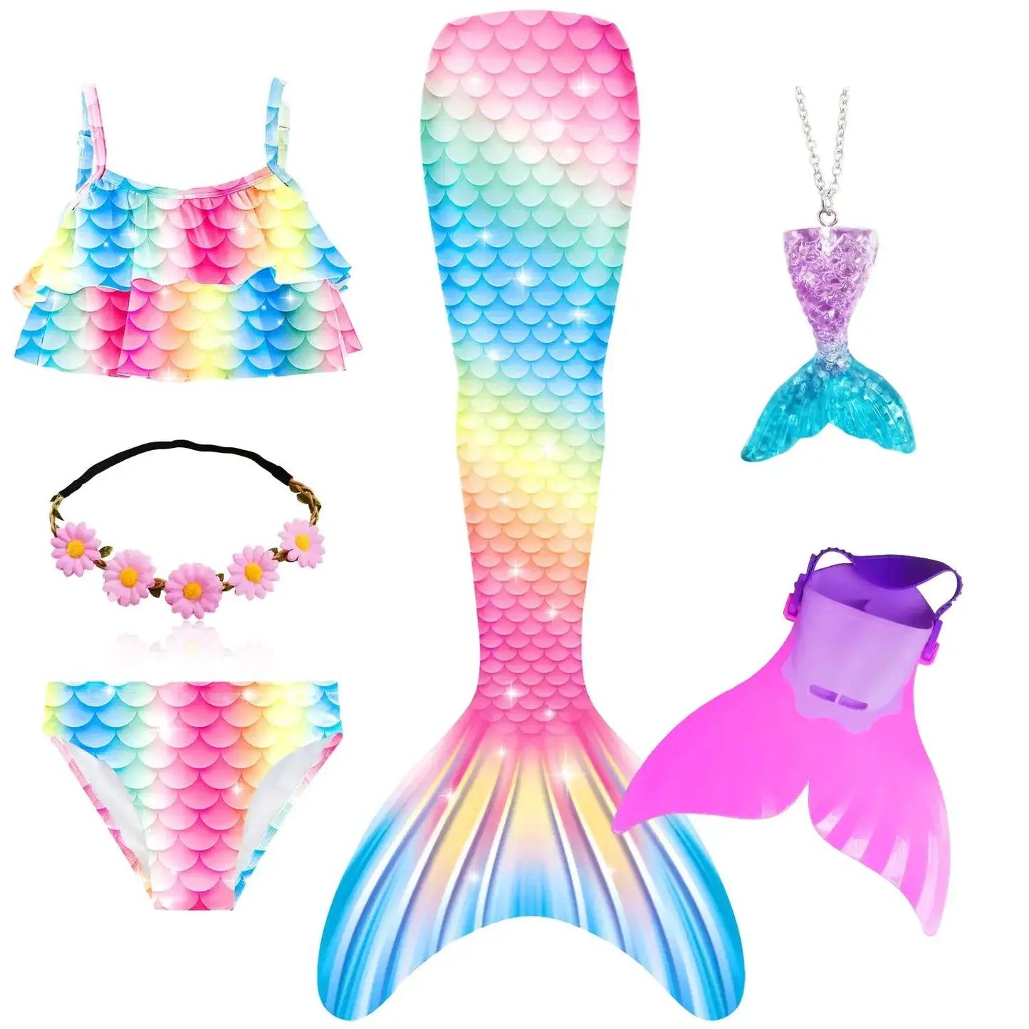 Girls Swimming Mermaid Tail Mermaid Costume Dress Cosplay Christmas Birthday Gift Swimsuit Can Add Monofin Fin Halloween Costume from PriceLows™