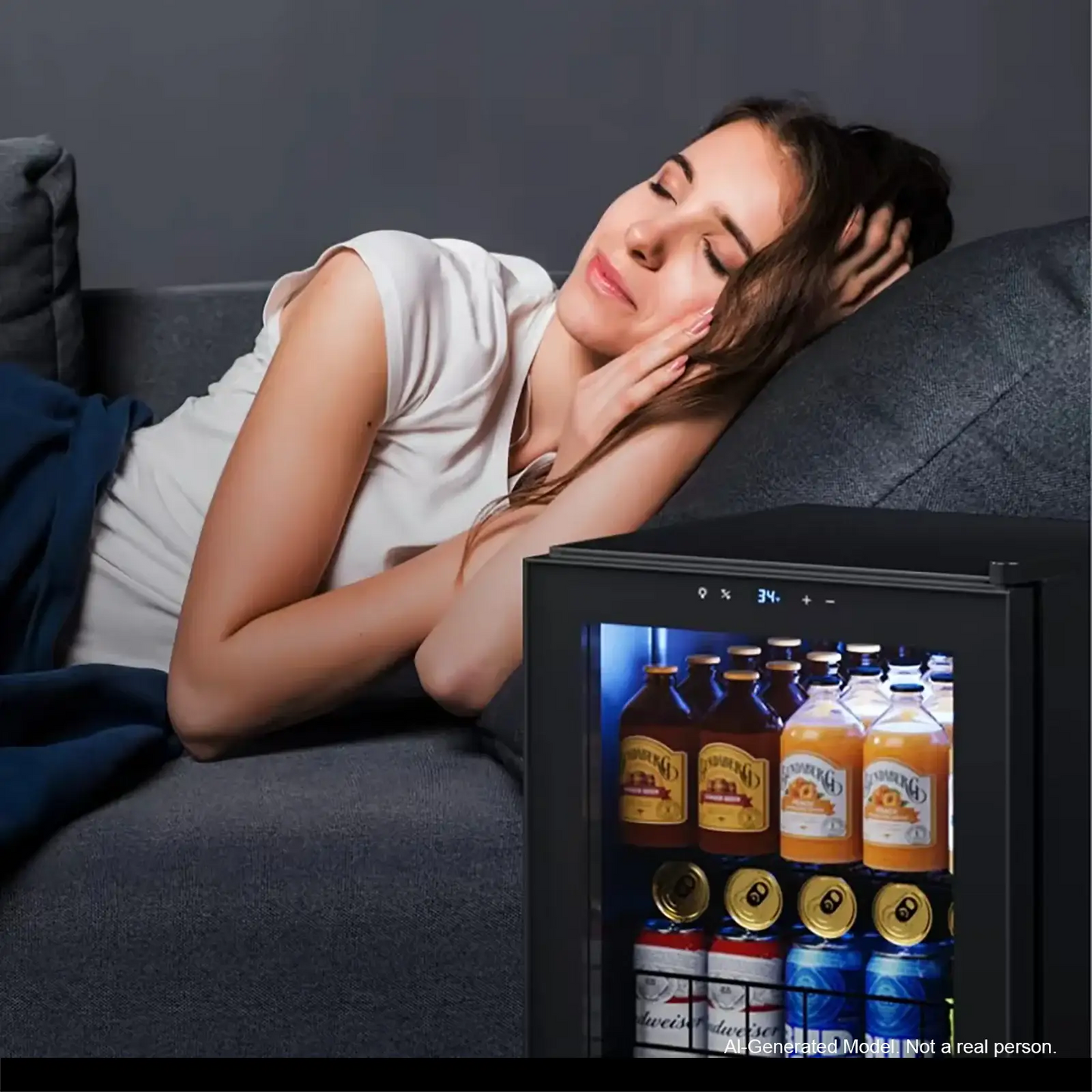 Beverage Refrigerator Cooler-77Cans Freestanding Mini Fridge Cooler with Glass Door for Home Office from PriceLows™