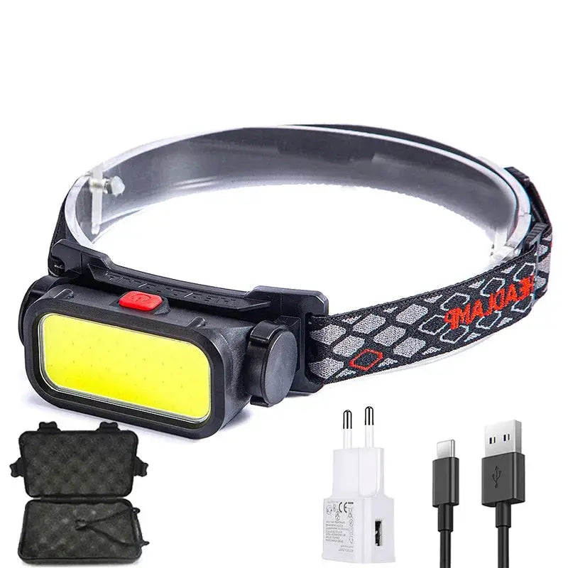 Powerful COB LED Headlamp USB Rechargeable 4 Modes Lighting Head Flashlight With 18650 Built in Battery Camping Fishing Lantern from PriceLows™