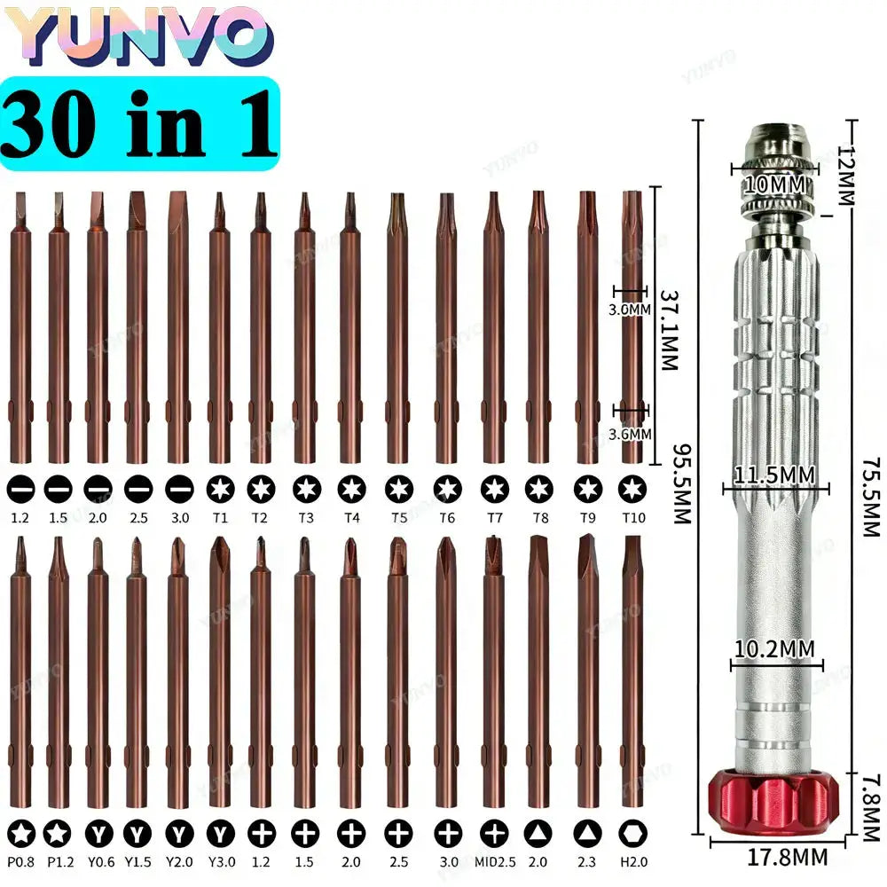 30 in 1 Magnetic Precision Screwdriver Set, S2 Steel Bits, Phone Watch Glasses Repair Tool Kit for iPhone Android from PriceLows™