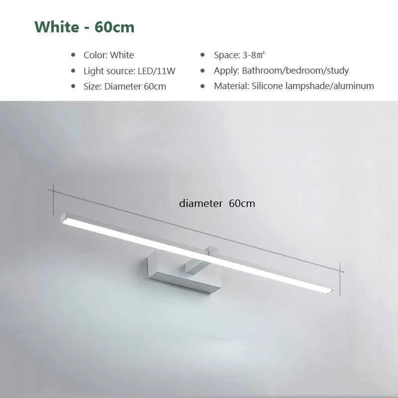 LED Mirror Lights | Wall Mounted Bath Lamp | Waterproof Iron | Black White