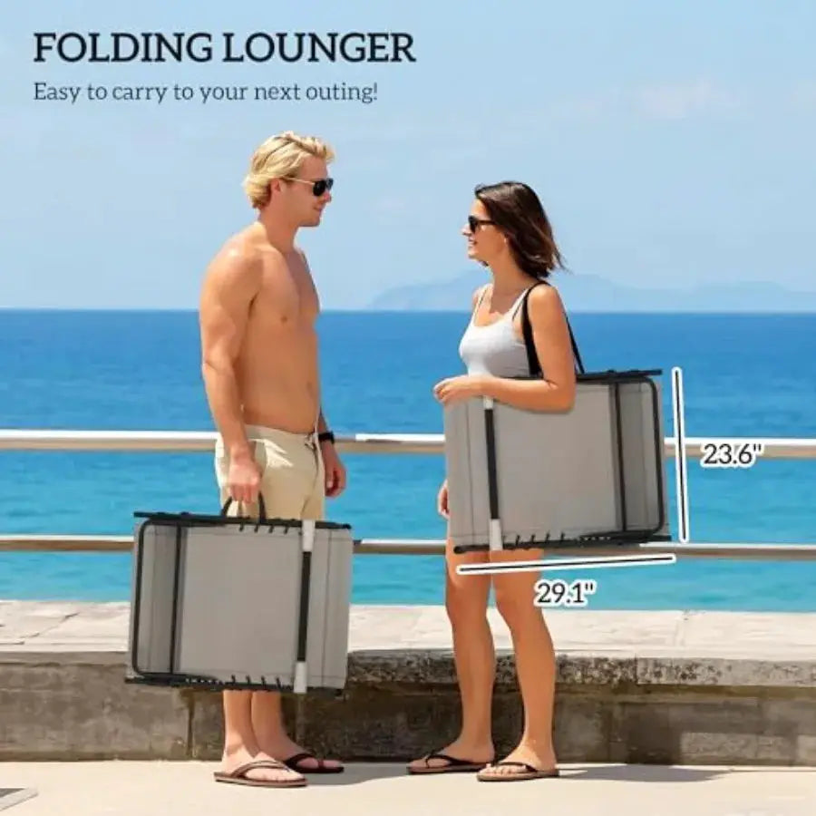Chaise Lounge Chair Outdoor Set of 2, 5-Position Adjustable Outdoor Pool Lounge Chairs, Folding Tanning Chair Beach Lounger wit from PriceLows™
