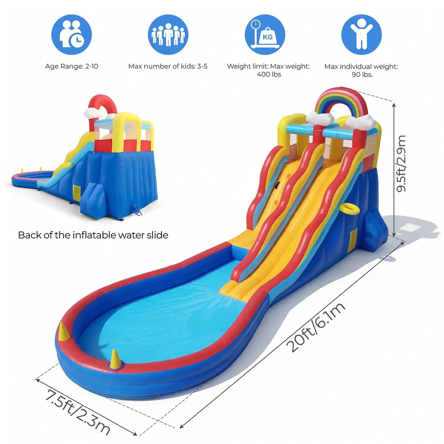 Commerci 6.1m Inflatable Bounce House Water Slide With 680W Blower for Kids and Adults Children's Playground from PriceLows™