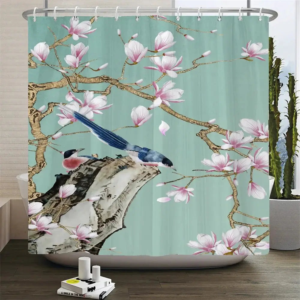 Chinese Style Flower and Birds Tree Shower Curtains Bath Curtain Waterproof Bathroom Decor With Hooks 3d Printing Bath Curtain from PriceLows™