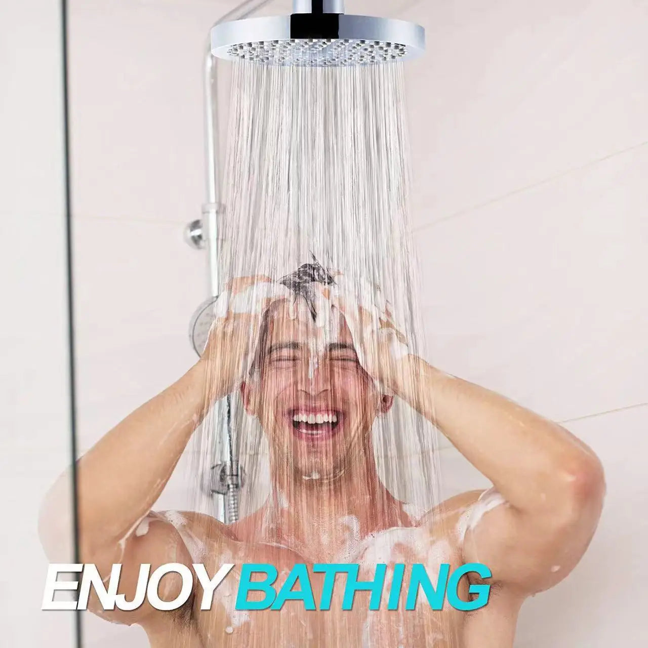 Shower Set | 6 Inch Round Shower Head | Electroplated Finish | Rod Included