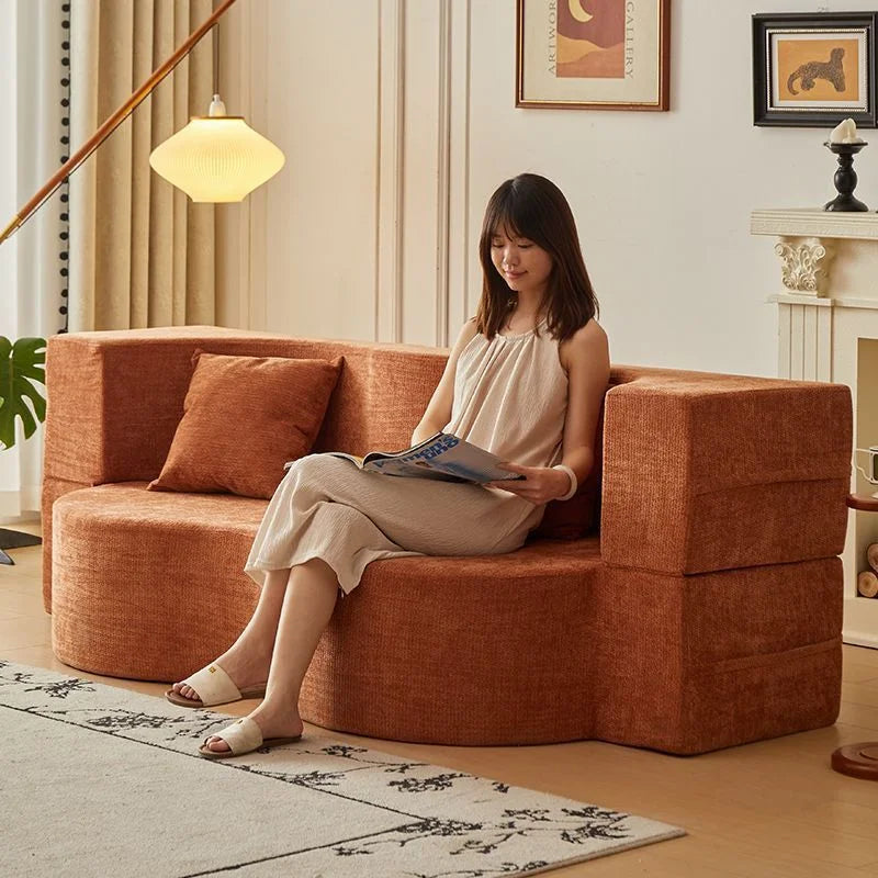 Sofa Bed | Velvet Fabric | Modular Convertible | 2 Seater