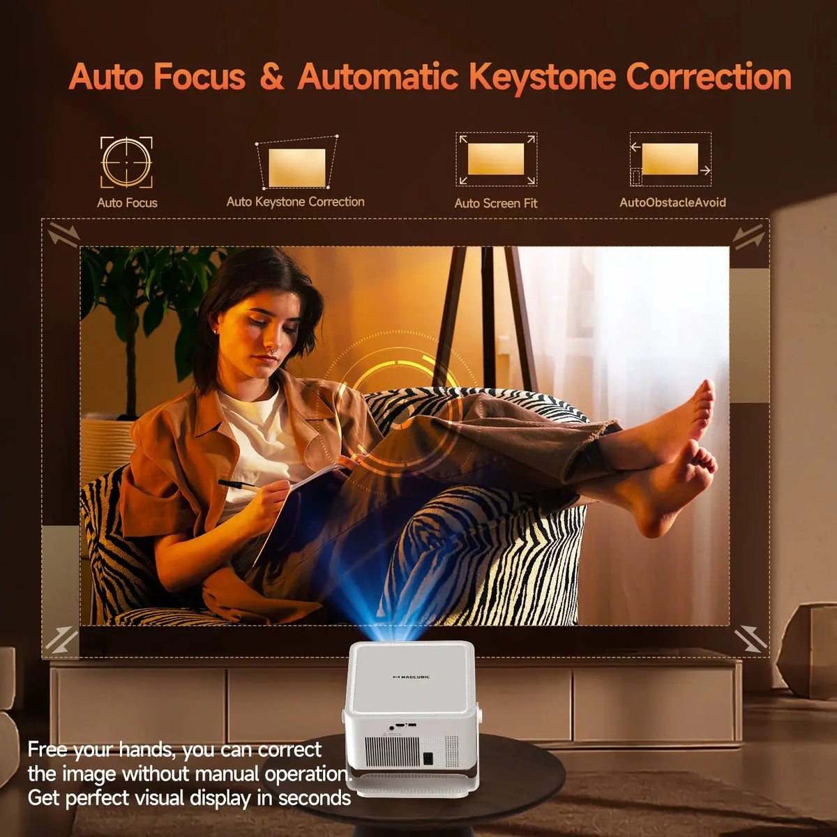 Portable Projector | Android 14 | 1080P Native | Auto Focus