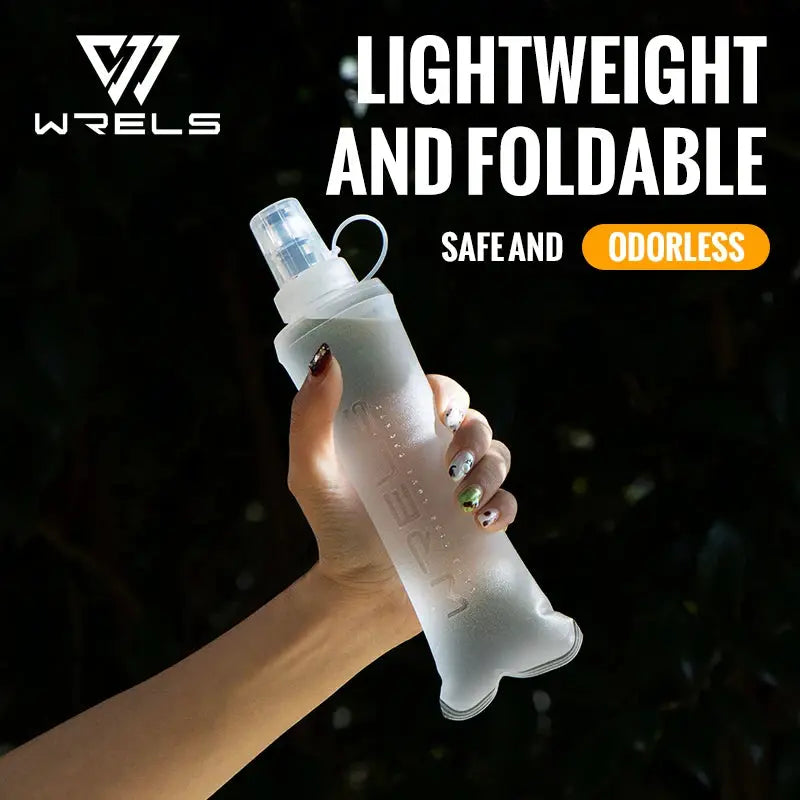 WRELS Folding Collapsible Water Bottle Running Water Bottle Soft Flask TPU BPA-Free Camping Hiking Travel Folding Water Bottle from PriceLows™