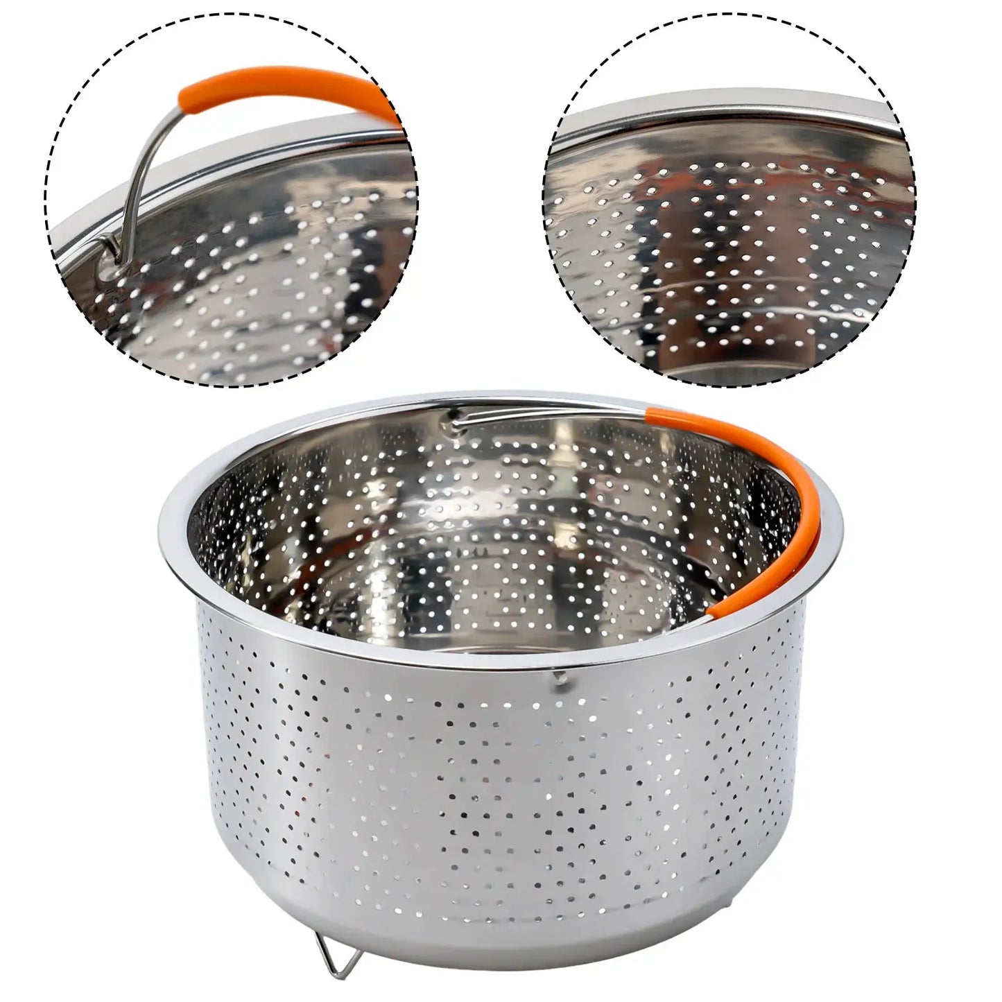 Stainless Steel Steamer Basket | For Instant Pot | Silicone Handle | 6 Qt