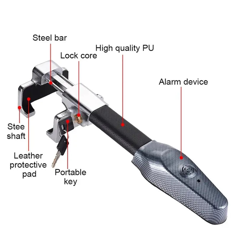 Universal Car Anti theft Safety Alarm Lock Car Steering Wheel Lock Retractable Security Car Locks Security Anti-Theft Tool from PriceLows™